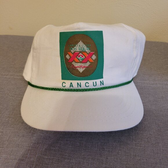 Vintage Dos Equis Beer Cancun White Trucker Hat Adjustable Snapback Cap - Picture 1 of 4
